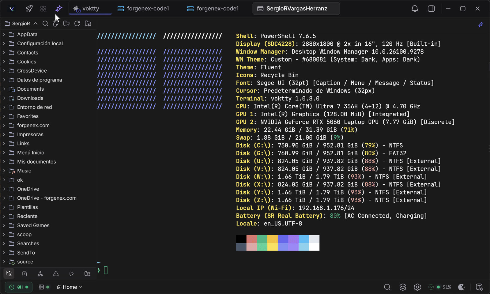 Voktty running a workspace with terminal, code editor and AI agents